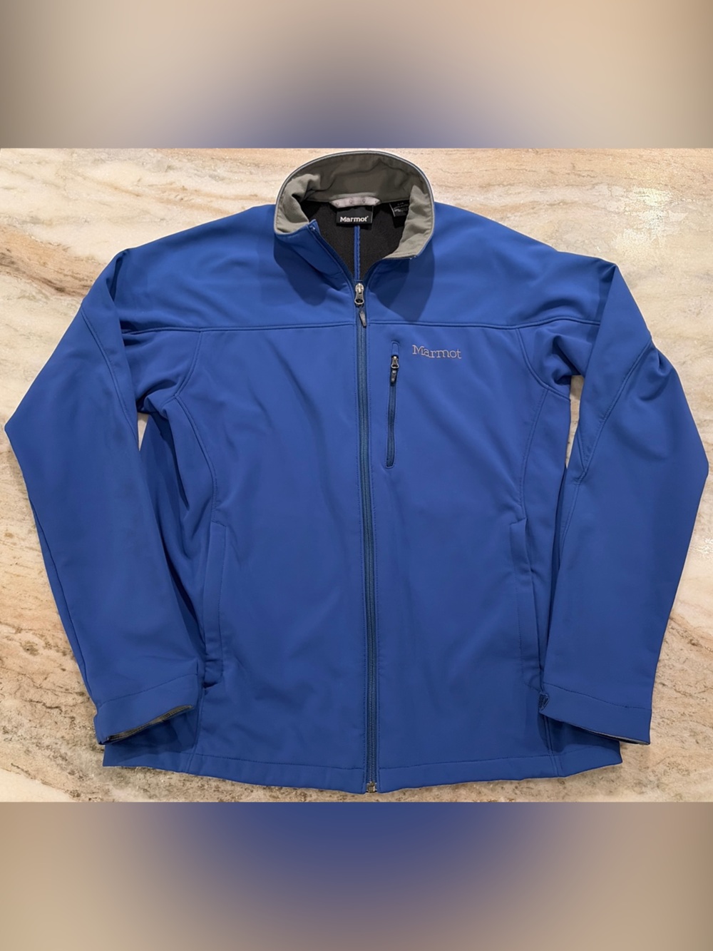Marmot Gravity Soft Shell Fleece-Lined Full Zip Jacket Blue Men’s Large (L)